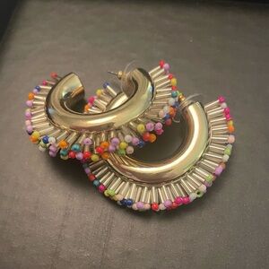 Beaded Gold Hoop Earrings